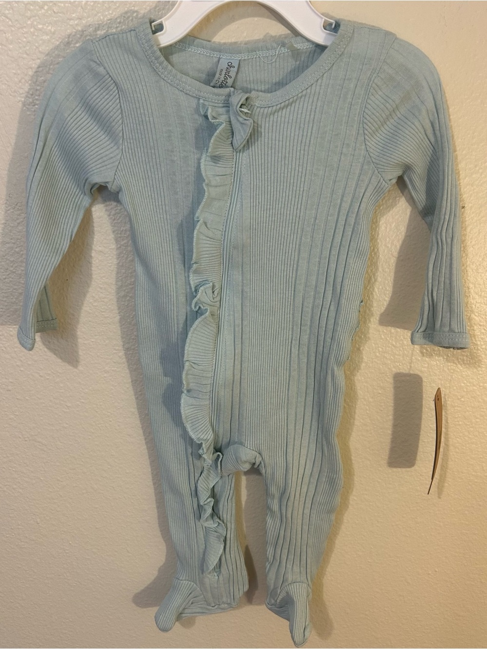 Charlotte & Star Baby Size 3-6 Months Mint Green Footed Sleeper with Ruffles